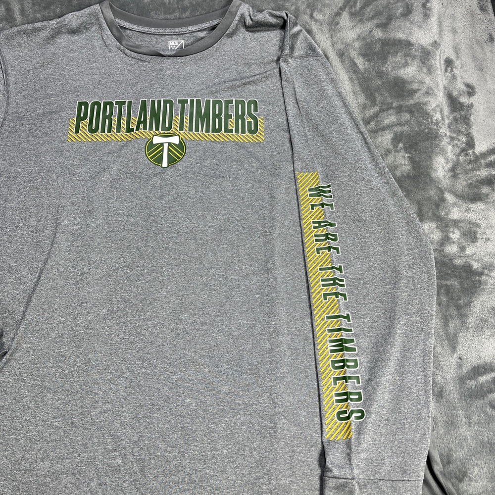 Portland Timbers Shirt Adult 2XL Active‎ Thermal Spellout MLS Long Sleeve NEW